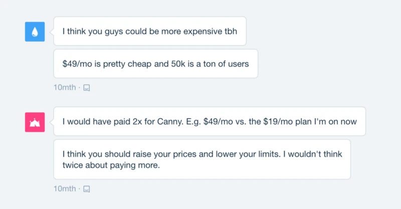 Canny SaaS pricing
conversation